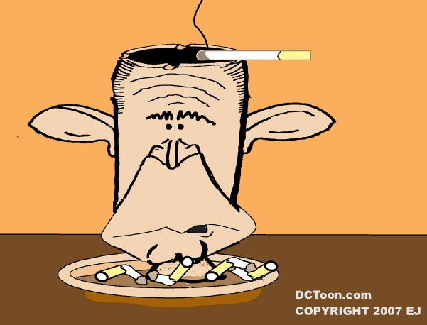 Bush would make a good ashtray (Cartoon by EJ)
