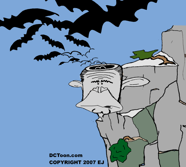 Bush would make a good bat cave (Cartoon by EJ)