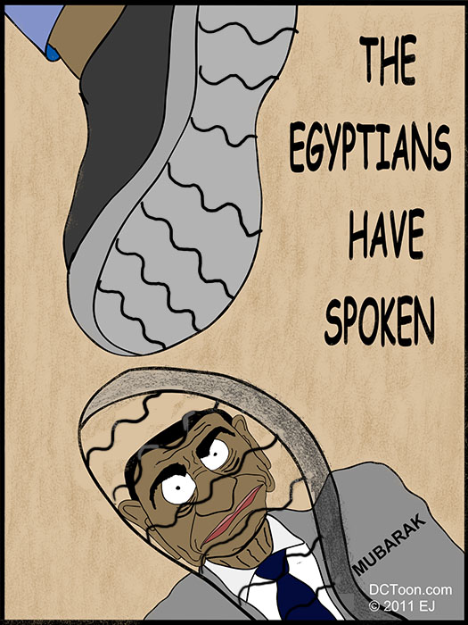 The Egyptians Speak to Mubarak - Cartoon by EJ