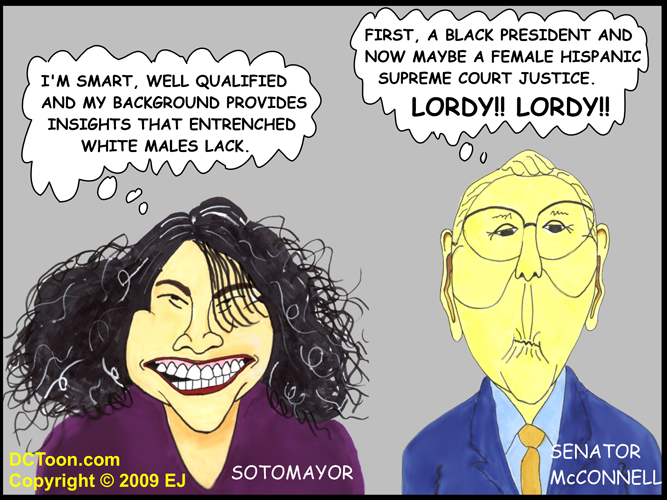 Stotomayor & Senator McConnell become buddies (Political Cartoon by EJ)