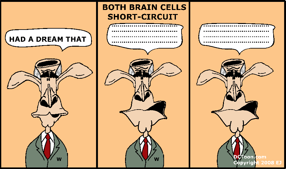 Bush: Both brain cells short-circuit (Cartoon)