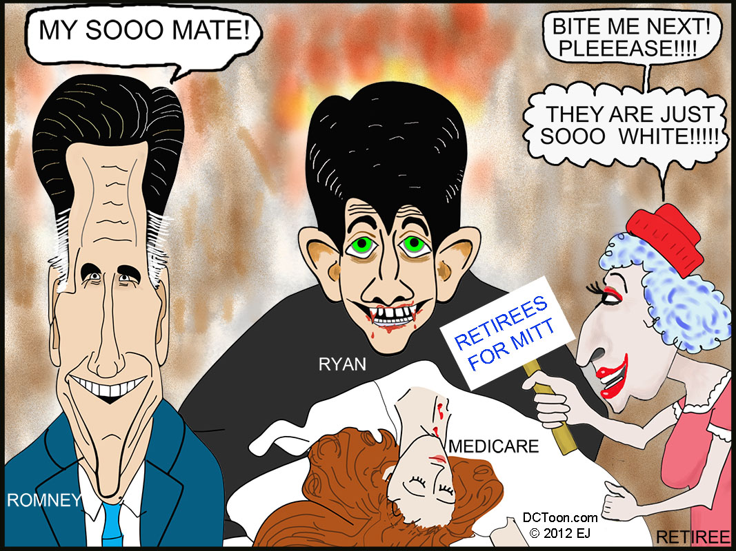 Cartoon of Romney-Ryan Medicare